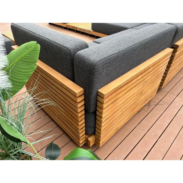 7 Seater Luxury Teak Wood Outdoor Patio Sofa Set Armless Sofa Size W99 x D104 x H56cm
