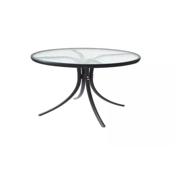 Steel Frame Round Outdoor Garden Table 5mm Tempered Glass