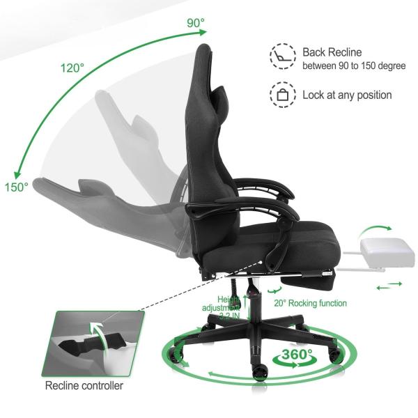 ALINUNU Ergonomic Computer Gaming Chair with Footrest Customizable Color Swivel Chair
