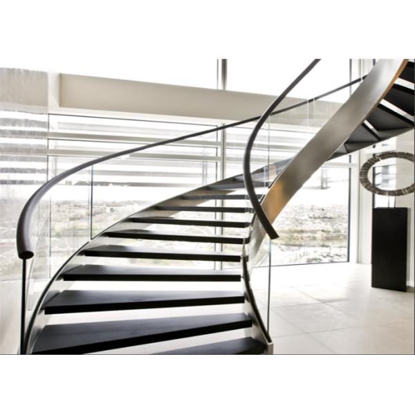 Cable Railing 38mm Curved Marble Staircase Screw Bolted Installation For Interior