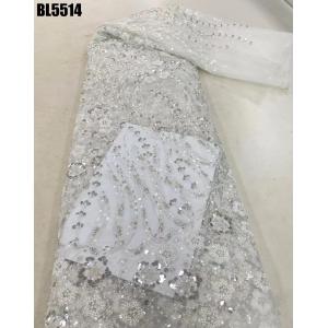 Exquisite brown handmade beaded lace embroidery african french lace fabric