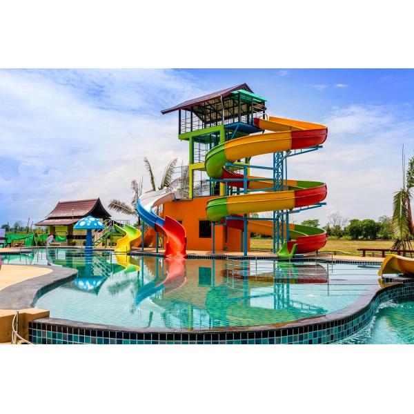 Water Park Outdoor Playground Swimming Pool Fiberglass Slide for Kids