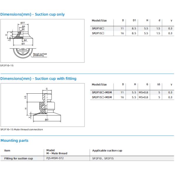 SP2F Series Thin Lip Flat Suction Cup