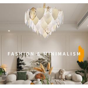 E14 Electroplating Crystal Glass Entryway Chandelier With Glass Leaves