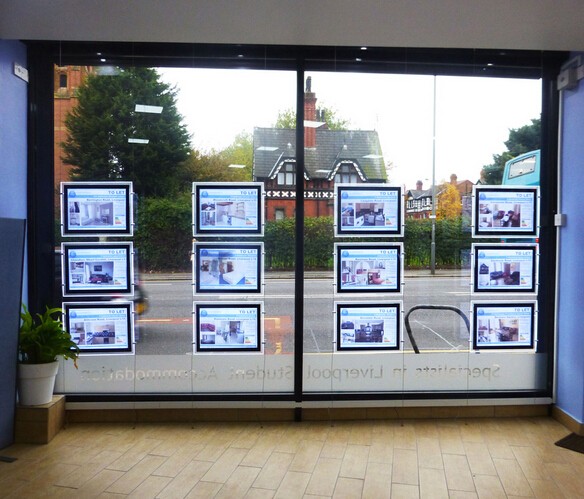 Ceiling Hanging Crystal Double Sided Led Light Box For Real Estate Window Sign