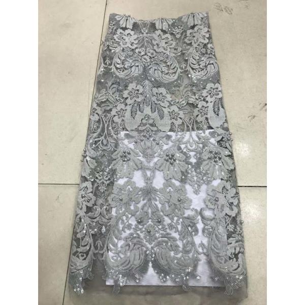 Shiny Sequin Embroidered Floral Beaded Bridal Lace Fabric Light And Transparent Texture