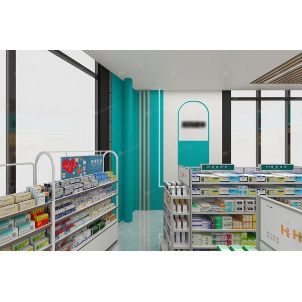 04-XDZYS001 Fashion-forward wooden pharmacy display rack pharmacy shelving for Drugstore Shop Design