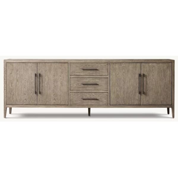 Medieval Style Walnut Console Table Roller Shutter Door Cabinet