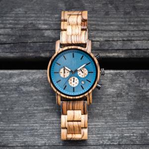 Zebra Strap 3ATM RHOS Wooden VD53 Movement Quartz Watch