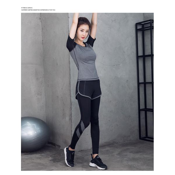 CPG Global 2017 Spring Summer Quick Dry 3 Pieces Set Stretched Bra Short Sleeves Sports Shirt with Yoga Pant T1028