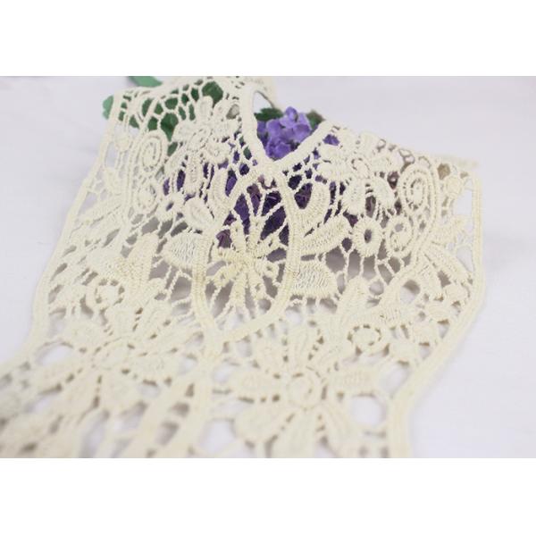 Off White Cotton Floral Embroidered Lace Appliques For Lady Dress Gown Backside