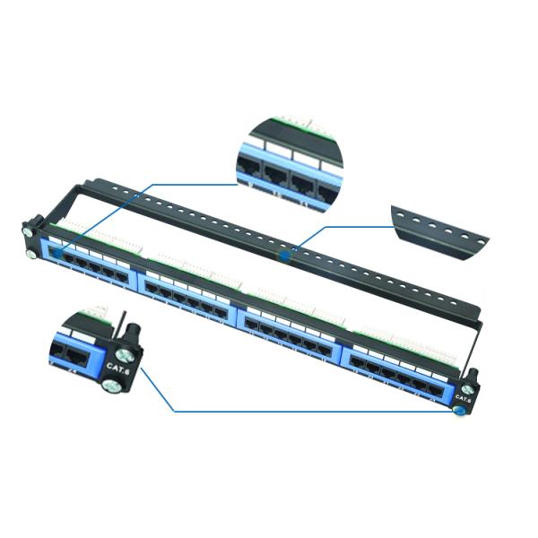Cable Managament 24 Port Network Patch Panel Telecommunication Application Durable