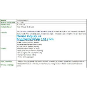 Biohazard Plastic Sharps Container,Hospital Biohazard Medical Needle Disposable