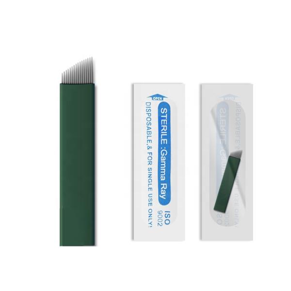 0.20mm 16F Green Microblading Needle for Permanent Makeup Eyebrow Tattoo