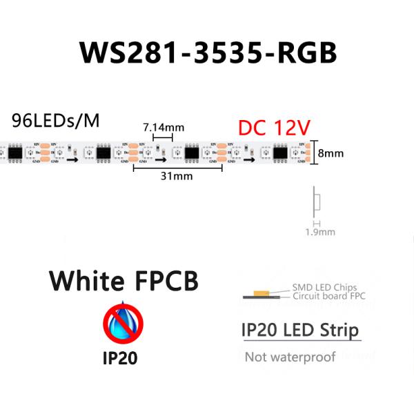8mm Narrow LED Pixel Strip Light , RGB 5050 3535 Magic Dream Color LED Strip