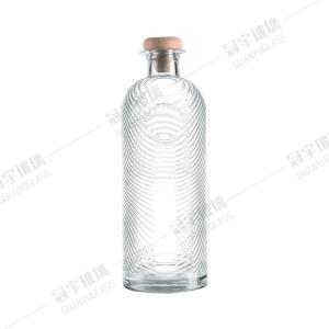 Glass Collar Round Shape 750ml Decorative Bottle with Customized Screen Printing