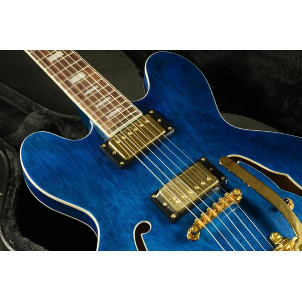 High Quality blue quilted maple top fretboard binding 6string hollow body 335 345 325 hollow guitar Guitar