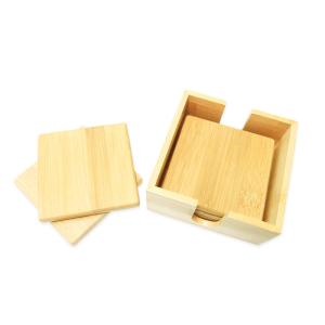 Lfgb 4" Bamboo Coasters With Matching Coaster Holder Sleek
