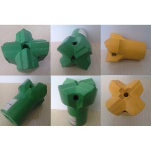 H25 / R38 Flat / Oblique Button Drill Bit , Cross Bit Thread Steel for Tunneling