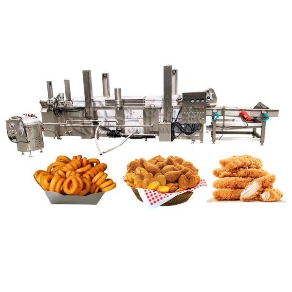 Buy Small Scale Conveyor Belt Automatic Frying Machine Continuous Fryer at wholesale prices