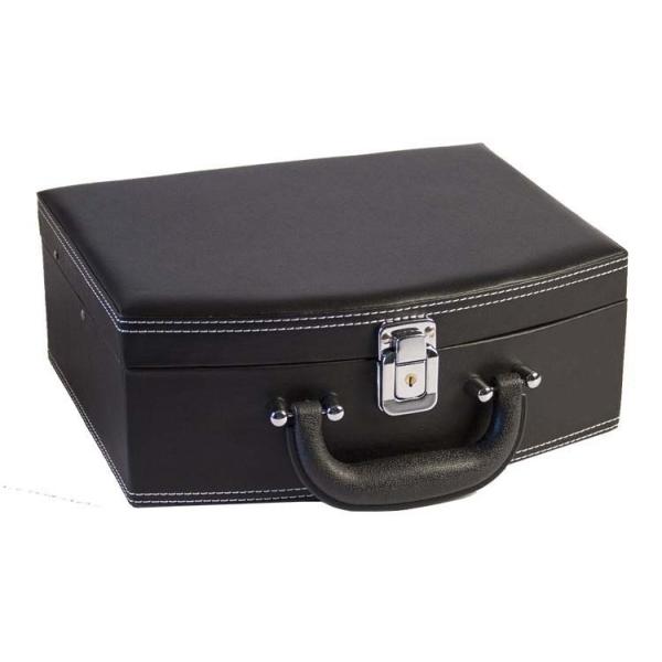 Buy Black Leather Jewelry Travel Case Lockable For Makeup Storage Case at wholesale prices