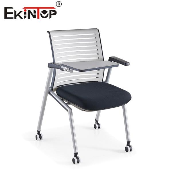 Buy Powder Coating Frame Training Chair Mesh Backrest With Writing Tablet Armrest And Swivel Casters at wholesale prices