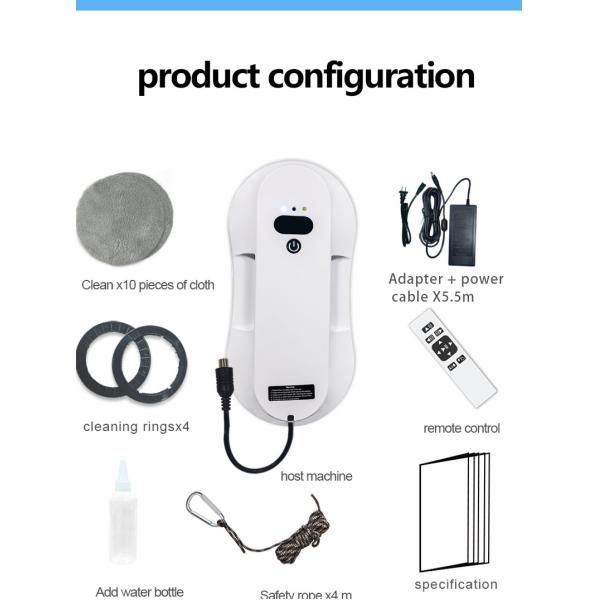 80W Electric Window Cleaner Robot Vacuum Cleaner with 2.4G Wifi Blue Tooth Tuya App Control