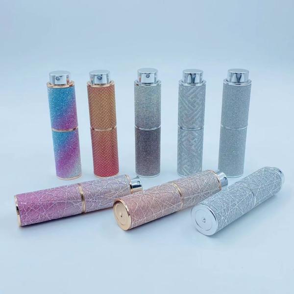 Buy Refillable 8ml Perfume Spray Bottle Glass Rotating Leather at wholesale prices