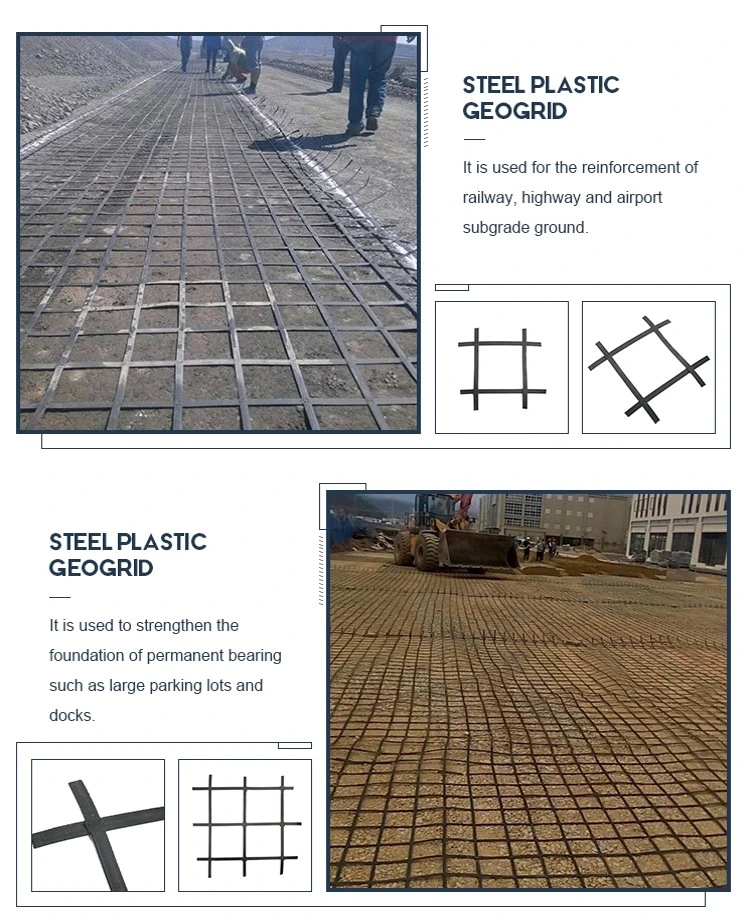 Steel Plastic Geogrid For Stabilized Gravel Surface Subgrade And Reinforcement Net
