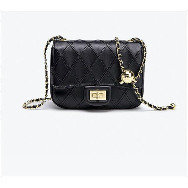 Buy Mini Female Crossbody Bag 20cm Black Purse With Gold Chain at wholesale prices
