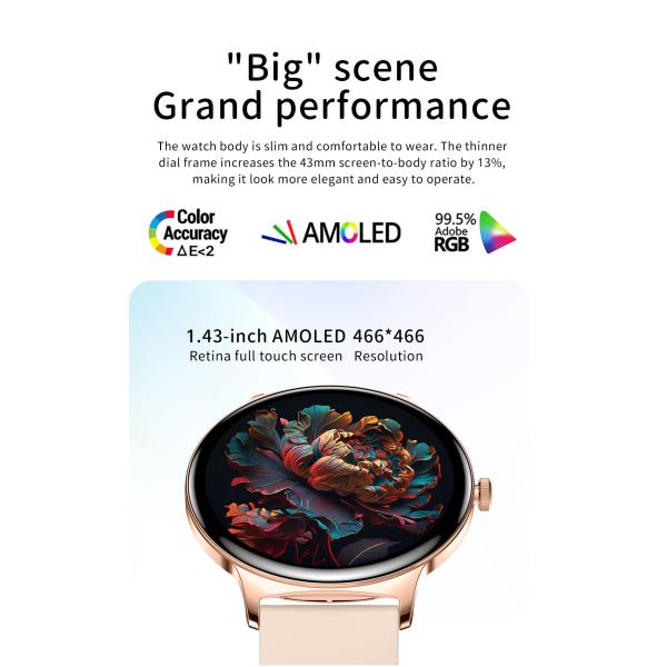 5.1Smart Women'S Bluetooth Watch Round Amoled Display OEM