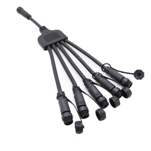 Black PVC One to Three Waterproof Y Connector IP68 2 Core Cable Connector
