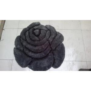 3D Rose Design Polyester Silk 2400G/SQM Shaggy Carpet Rug