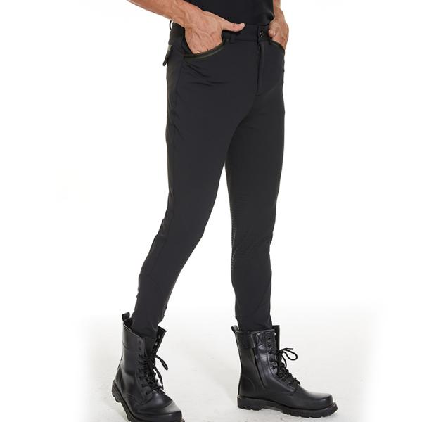 Black High Waisted Jodhpurs Breeches Horse Riding Pants For Male 320gsm