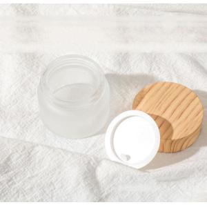 Glass lotion bottles with bamboo design matte glass 30g 50g 100g