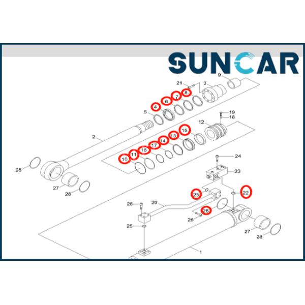 XKCC-00596 Dozer Blade Cylinder Seal Kit For HYUNDAI Wheel Excavator R210W-9 R210w-9A R210W-9MH R210W-9S HW210