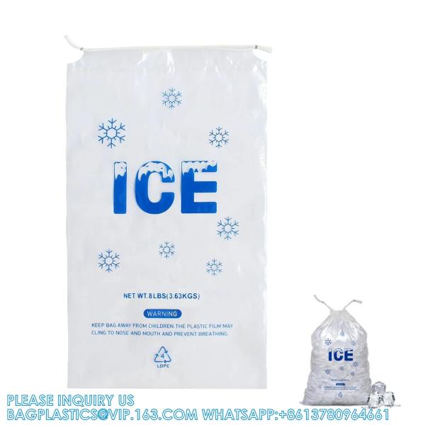 Buy 8 Lb. Plastic Ice Bags With Cotton Draw String 11 X 19 Inch Heavy-Duty Plastic Ice Storage Bags With Draw String at wholesale prices