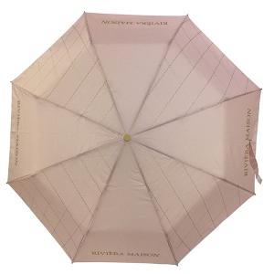 Windproof 3 Folds Pongee Manual Open Umbrella With Custom Printing