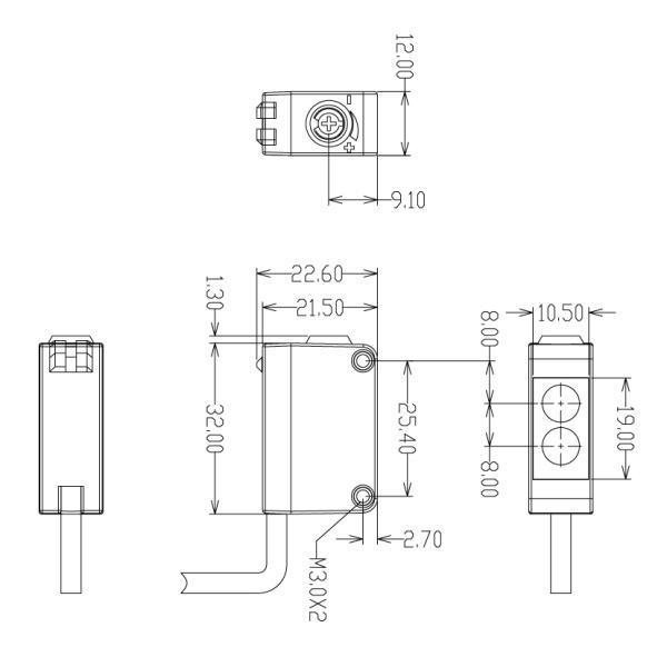 Square-Photoelectric Sensor PNP BQ26-T15P Through-beam Ditection Distance 50mm-15m
