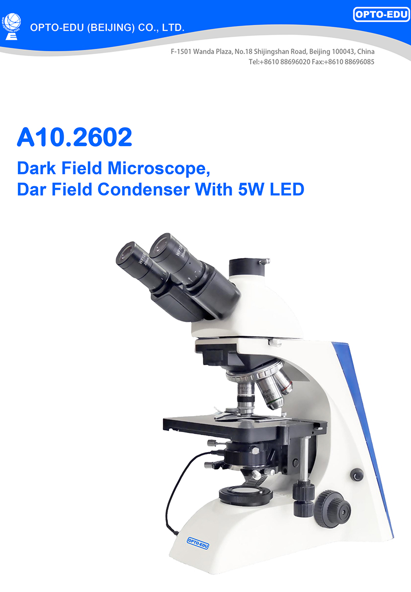 OPTO-EDU A10.2602 Dark Field Microscope with 5W LED Enhanced Illumination and WF10x Eyepiece for Professional Dark Field Condenser Applications