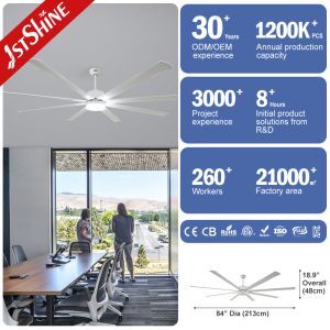84 Inch Large DC Ceiling Fan With LED Light For Living Rooms, Restaurants,
