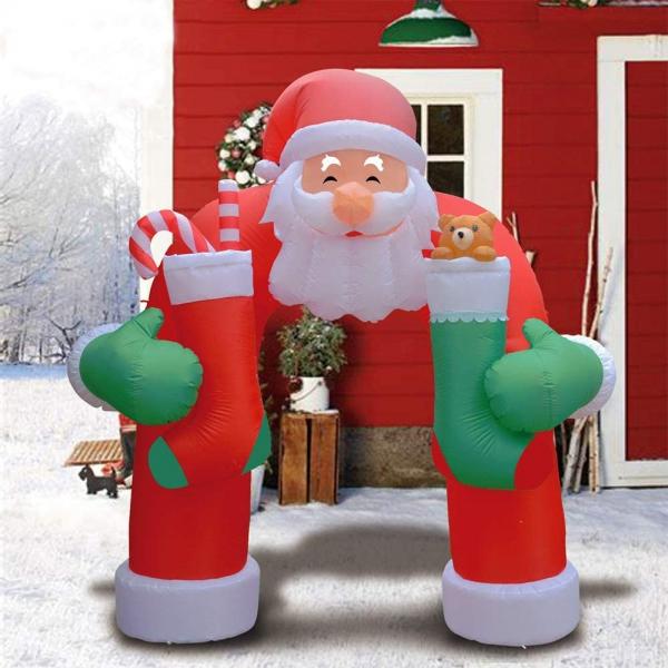 210D Christmas Inflatable Santa Archway For Advertisement