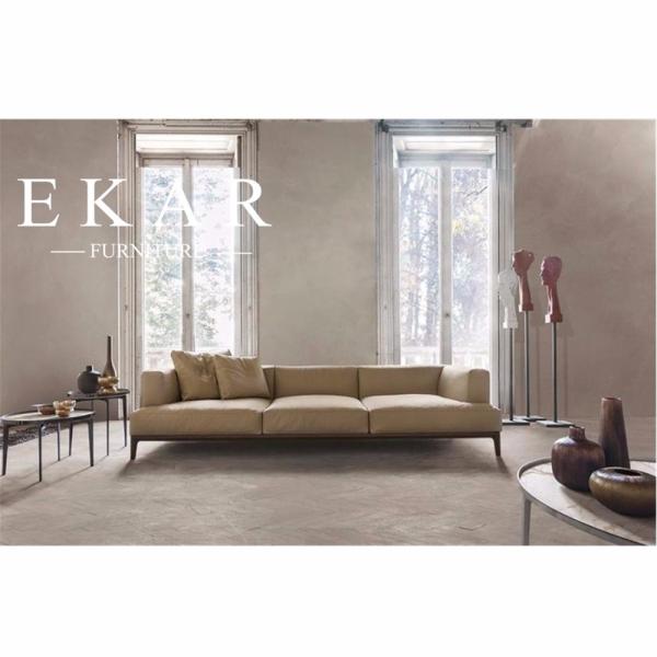 European Modern Style Living Room Furniture New Model Light-brown Leather Sofa Set Pictures