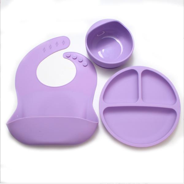 Food Grade Silicone Bowl and Spoon Set for Baby Feeding No Design Style Easy to Clean