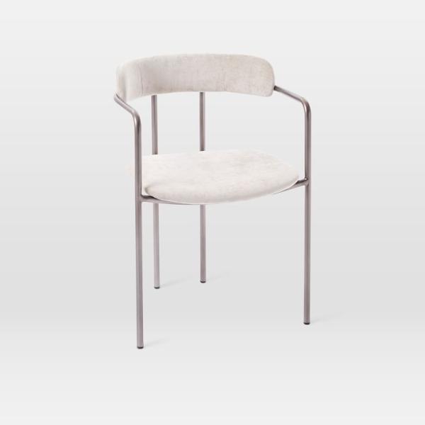 Slim Lenox Velvet Fiberglass Dining Chair Blackened Brass Steel Frame