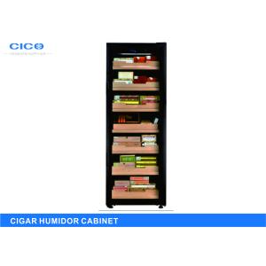 Quality Black Freestanding Antique Cigar Cabinet Wooden Shelves Eco - Friendly for sale