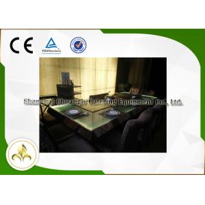Green Light Glass Table Commercial Teppanyaki Grill Electric Steel Frame