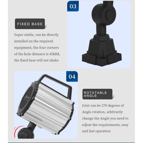 Explosion Proof Gooseneck Work Lamp Waterproof LED Machine Work Light Long Arm 24V 110V 220V