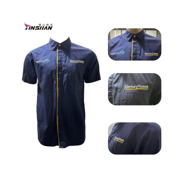Black Work Shirts Polyester Uniform Cotton Workwear with Generous Abrasion Resistance