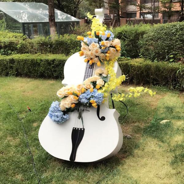 Outdoor Garden Decoration Cello Iron Music Theme Decorations Lawn Creative Ornaments Musical Instrument Sculpture